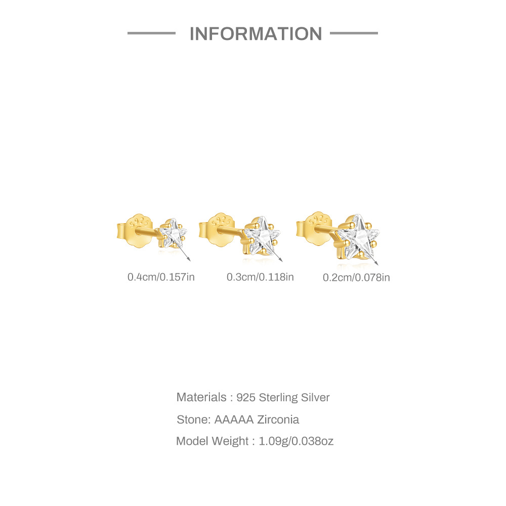 Stern Ohrstecker 4er Set mit Zirkonia