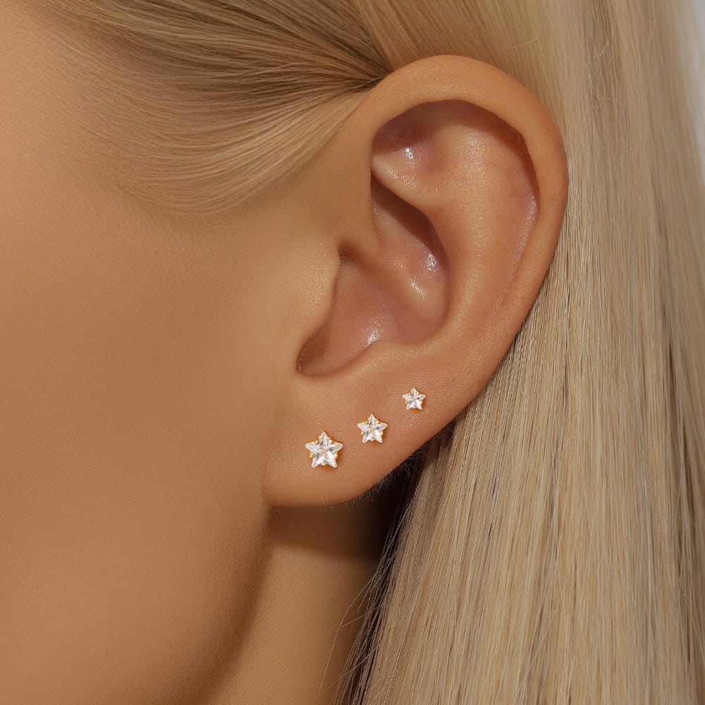 Stern Ohrstecker 4er Set mit Zirkonia