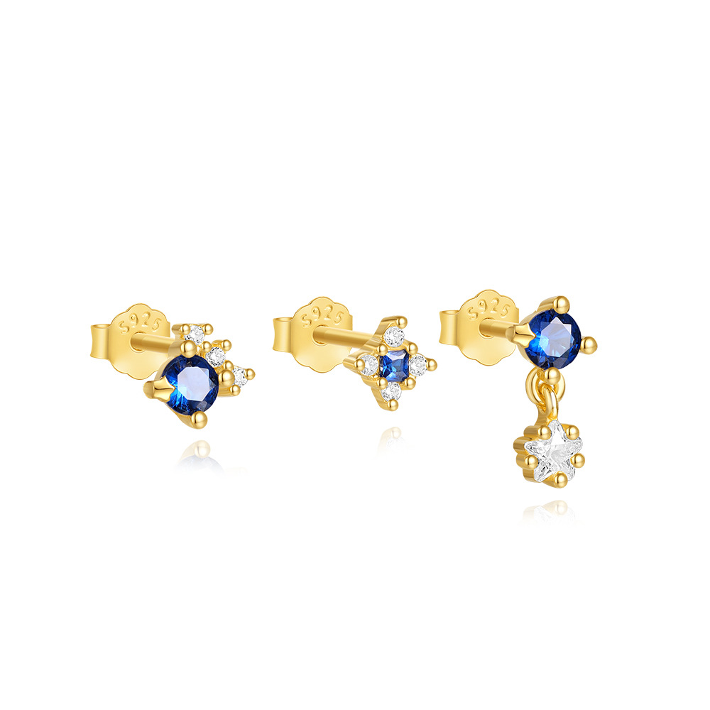 Ohrstecker Set mit Blaue Zirkonia