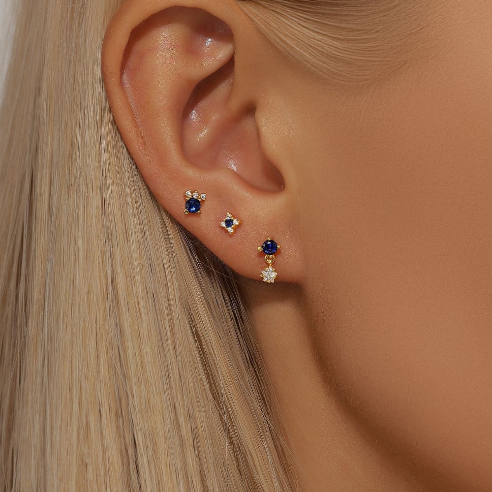 Ohrstecker Set mit Blaue Zirkonia