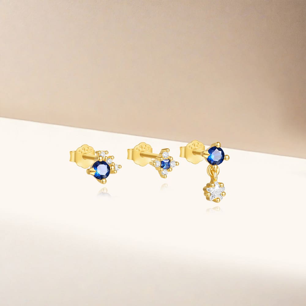 Ohrstecker Set mit Blaue Zirkonia