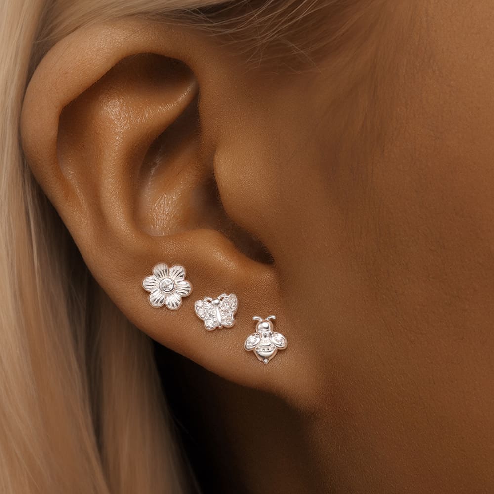 Schmetterling Ohrstecker Set Aus Silber