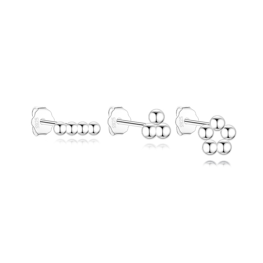 Rund Ohrstecker Set Silber