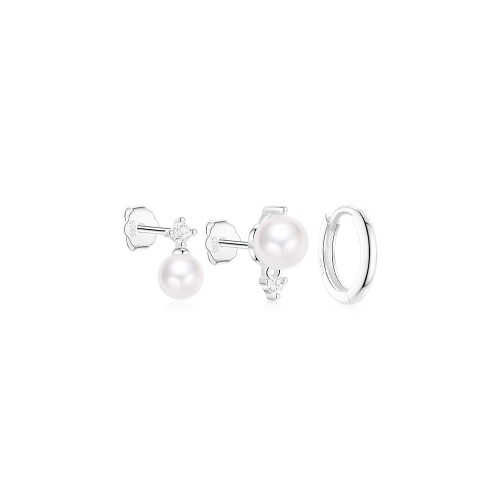 Silber Ohrstecker Set mit Perle