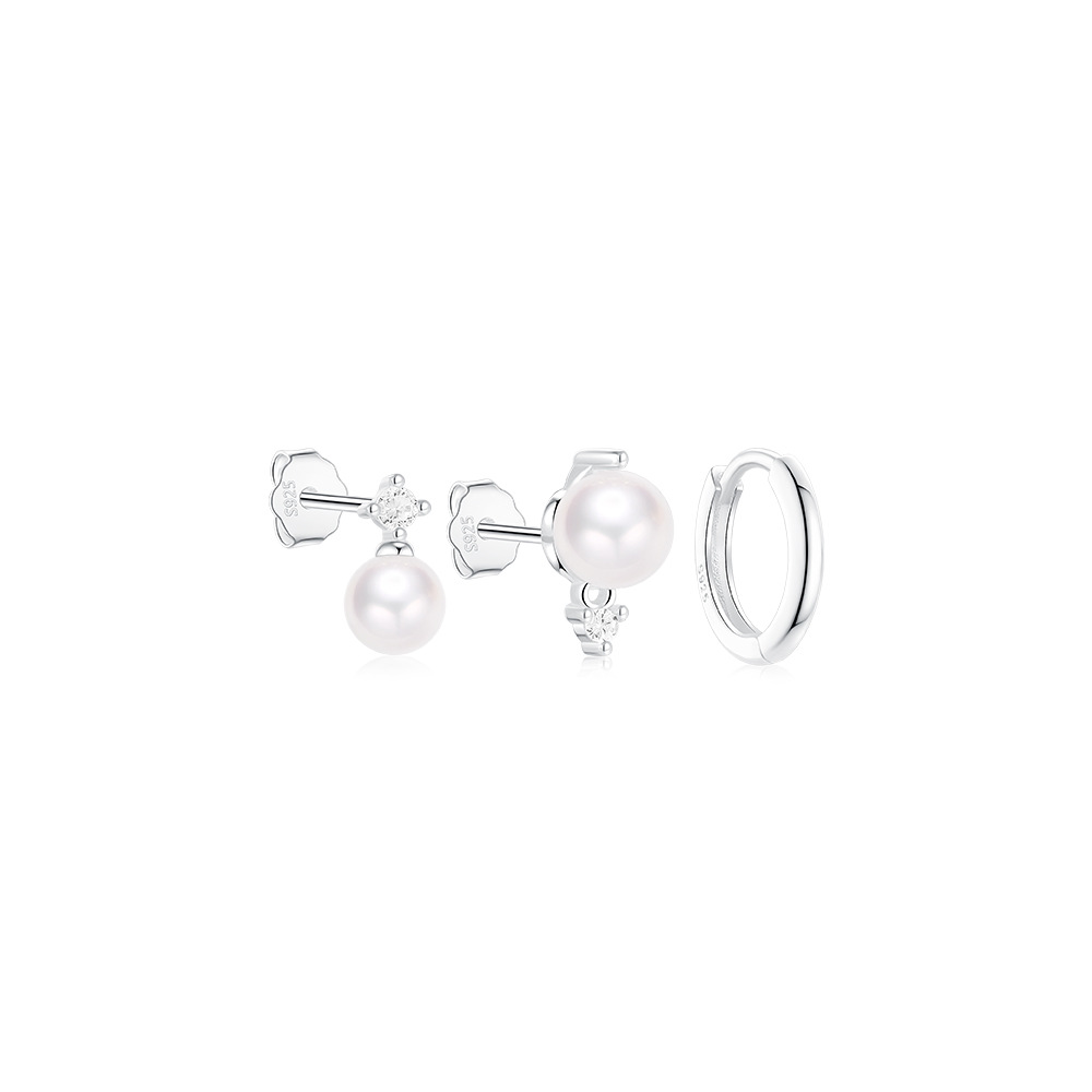 Silber Ohrstecker Set mit Perle
