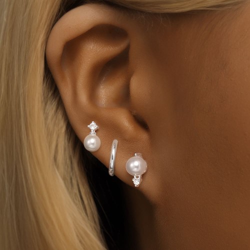 Silber Ohrstecker Set mit Perle