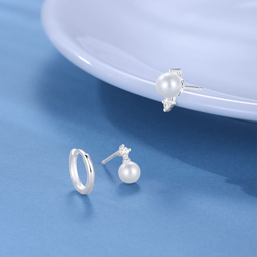Silber Ohrstecker Set mit Perle