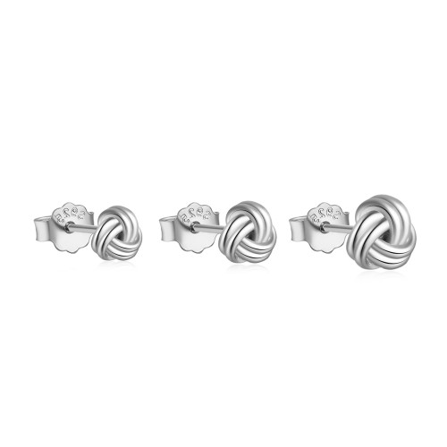 Knoten Ohrstecker Set Silber Rhodiniert