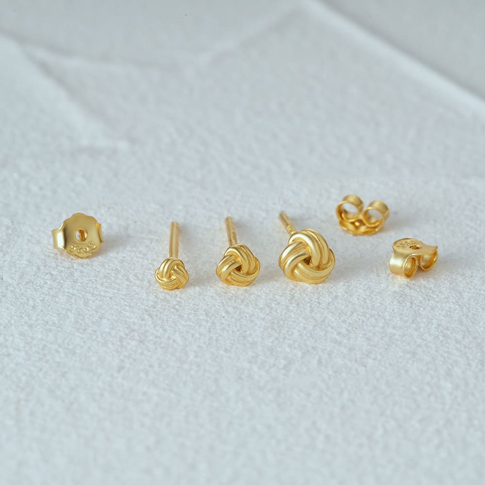 Knoten Ohrstecker Set Silber Rhodiniert