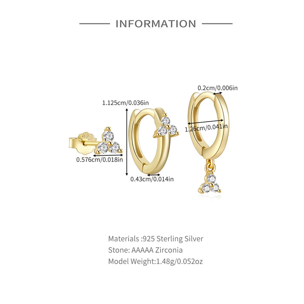Ohrringe Creolen Set mit Zirkonia