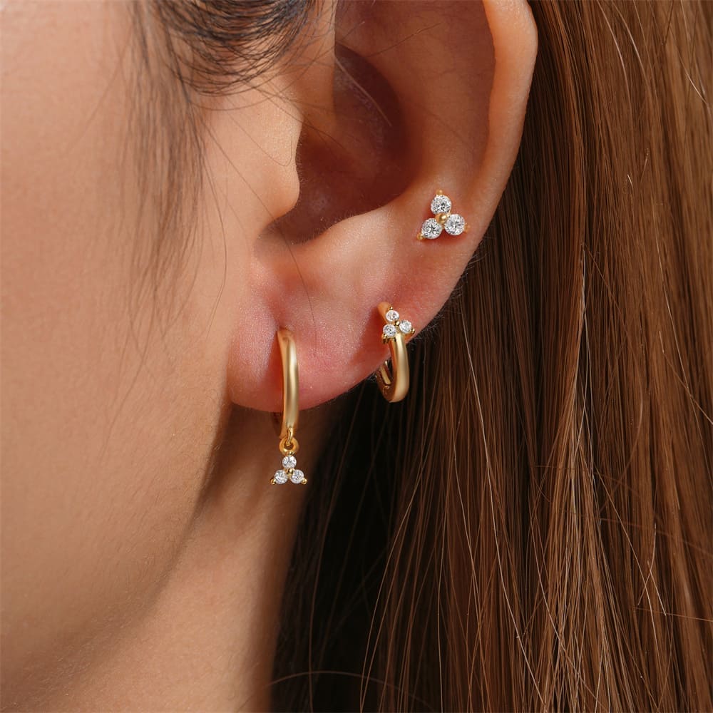 Ohrringe Creolen Set mit Zirkonia