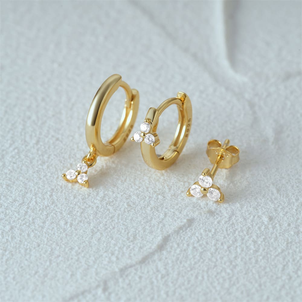 Ohrringe Creolen Set mit Zirkonia