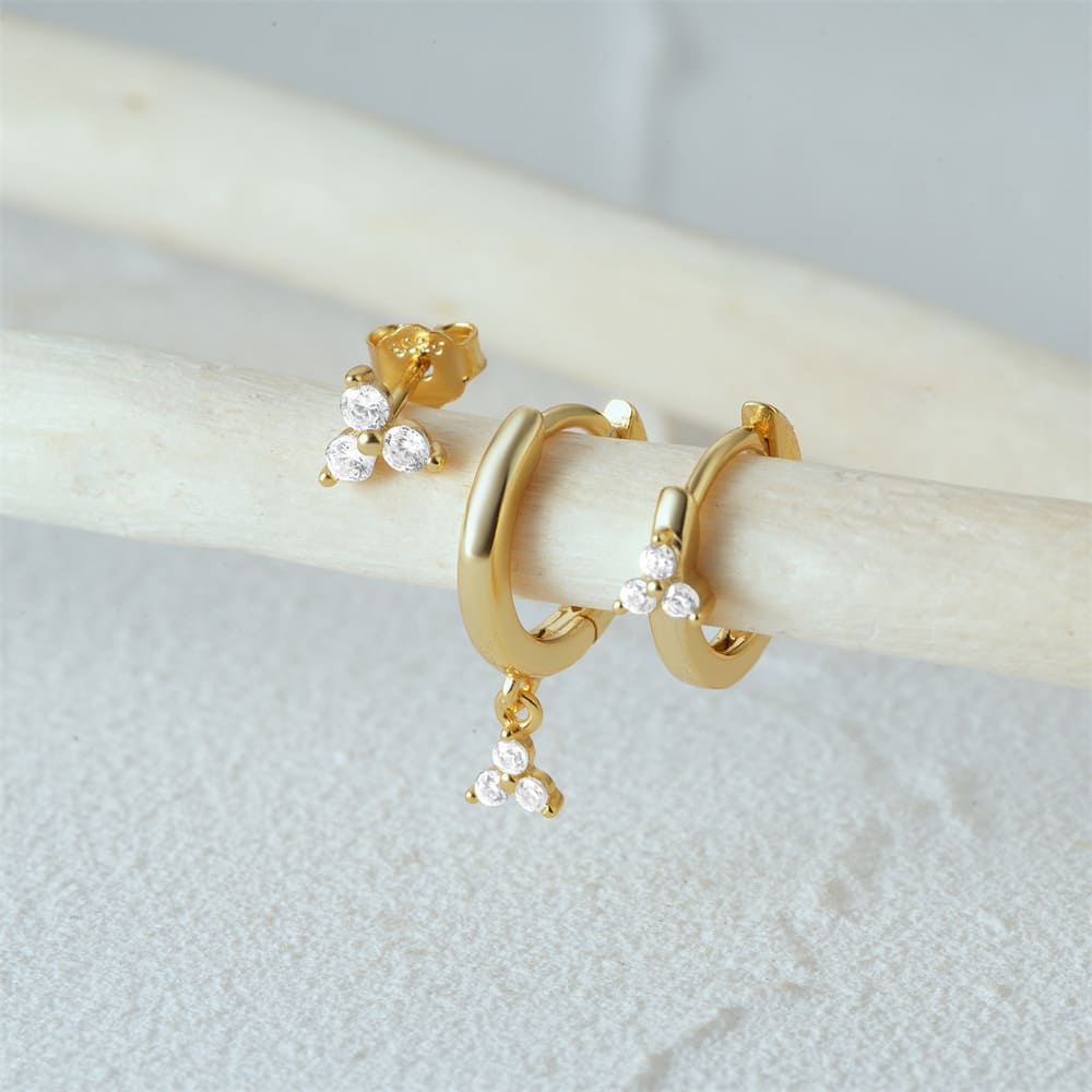 Ohrringe Creolen Set mit Zirkonia