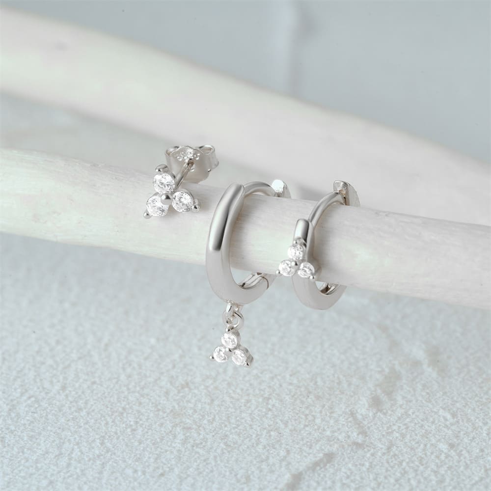 Ohrringe Creolen Set mit Zirkonia