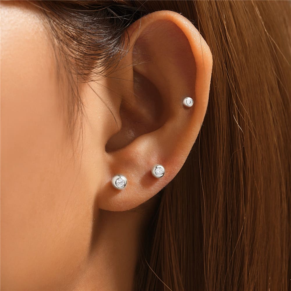 Damen Ohrstecker Set mit Zirkonia