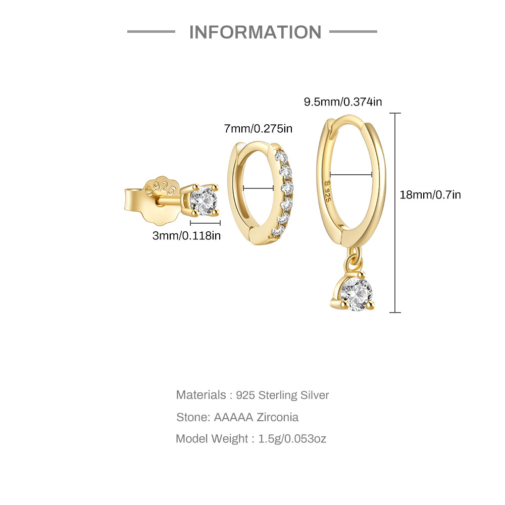 Damen Zirkonia Ohrringe Set