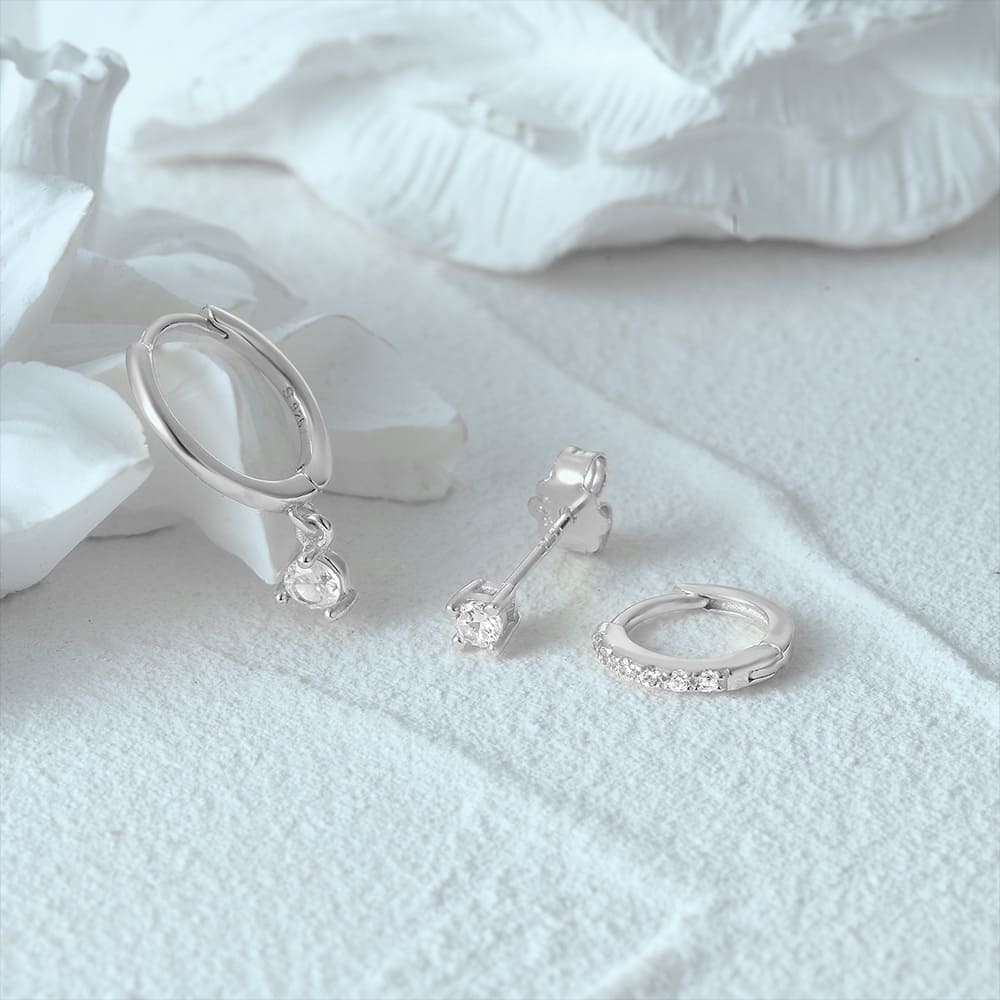 Damen Zirkonia Ohrringe Set