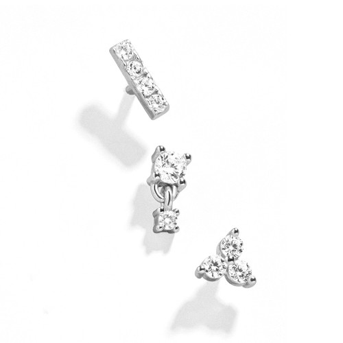 Klein Zirkonia Ohrstecker Set für Damen