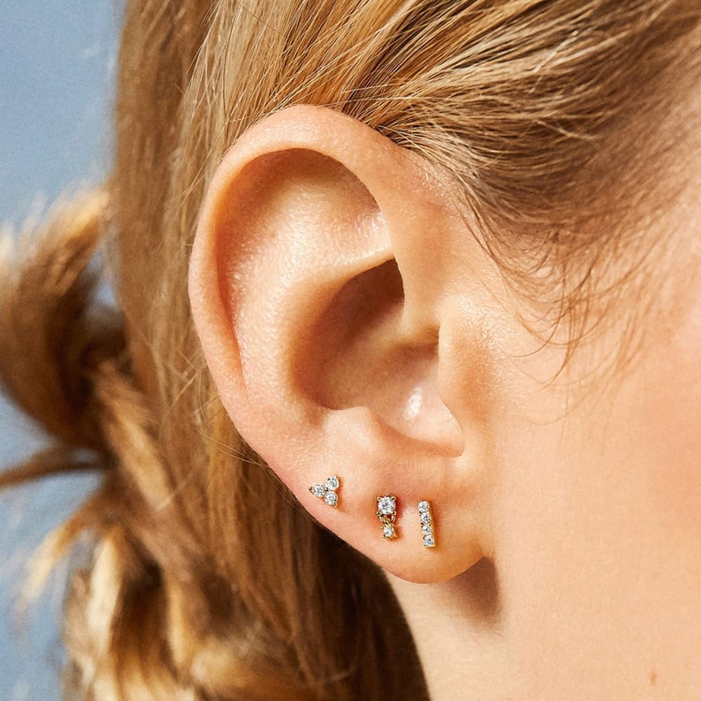 Klein Zirkonia Ohrstecker Set für Damen