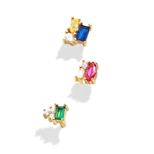 Bunte Zirkonia Ohrstecker Set für Damen
