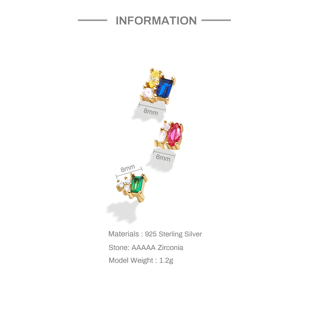 Bunte Zirkonia Ohrstecker Set für Damen