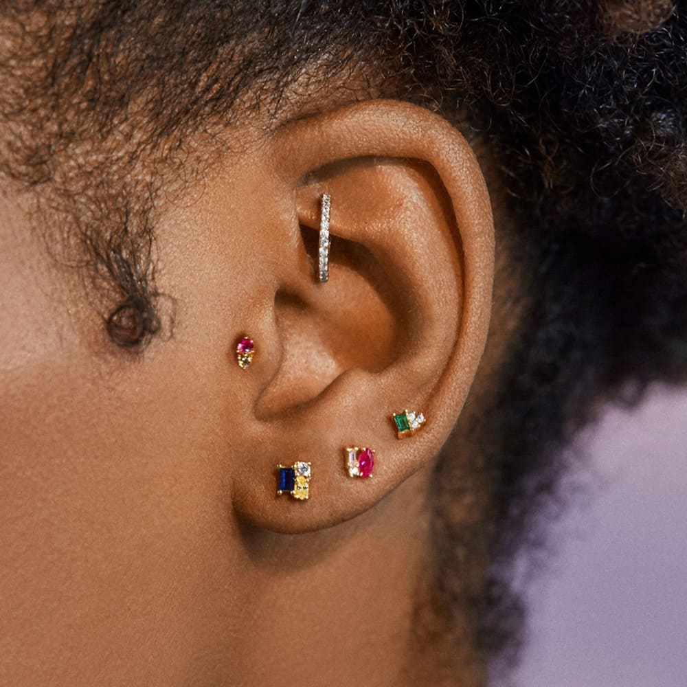 Bunte Zirkonia Ohrstecker Set für Damen
