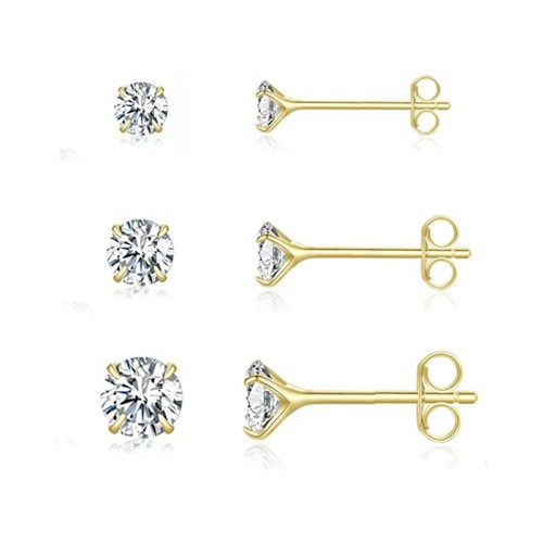Rund Zirkonia Ohrstecker Set für Damen