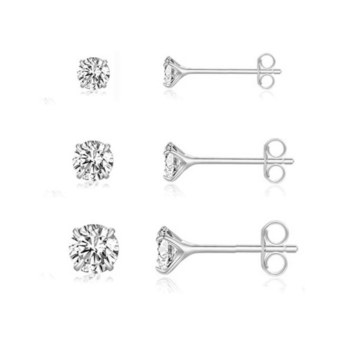 Rund Zirkonia Ohrstecker Set für Damen