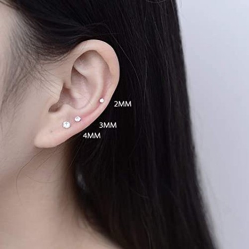 Rund Zirkonia Ohrstecker Set für Damen