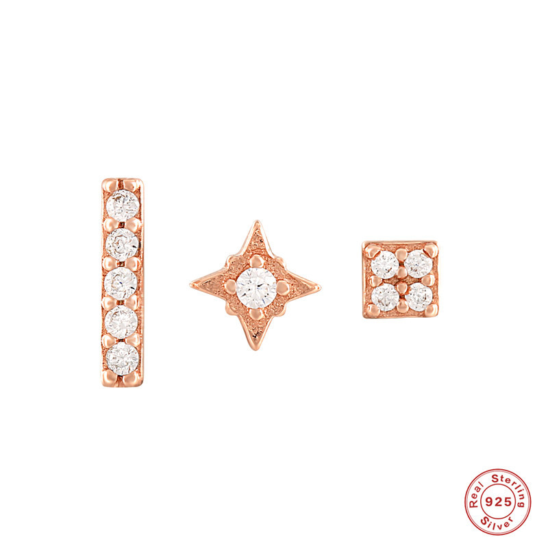 Rosegold Ohrstecker Set mit Zirkonia