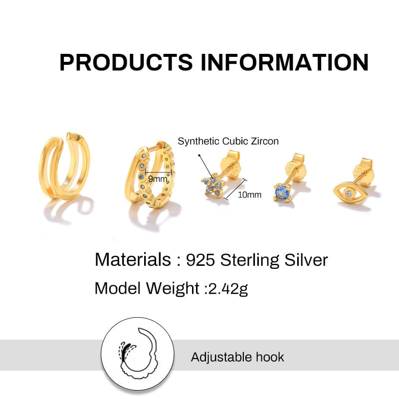 Gold Ohrstecker Set mit Zirkonia